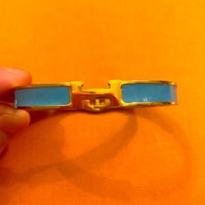 Blue Hermes bracelet with gold accents size medium fits true to size!